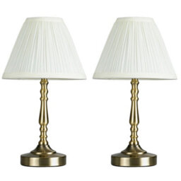 Valuelights Sienna Pair Of Touch Table Lamps With Pleated Shade - thumbnail 1