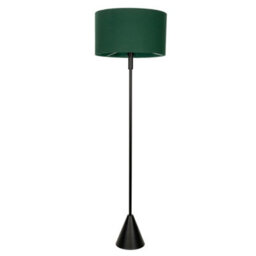 Valuelights Mitch Forest Green Drum Lamp Shade Black Single Stem Triangle Floor Lamp - thumbnail 2