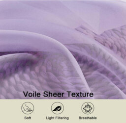 2Pcs Purple Sheer Curtains 270Cm Long 100Cm,gauzy Airy Light Filtering Curtain, Voile Home Decor Drapes With Dual Rod Pocket - thumbnail 3
