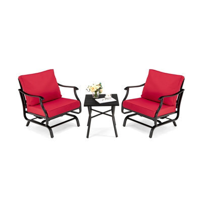 Costway 3Pcs Rocking Chair & Table Set Garden Patio Bistro Glider Rocker W/ Cushions - image 1
