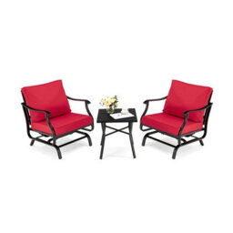 Costway 3Pcs Rocking Chair & Table Set Garden Patio Bistro Glider Rocker W/ Cushions