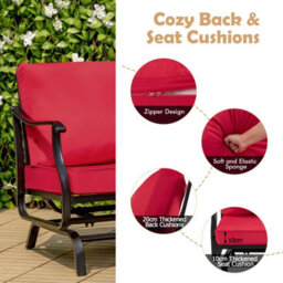 Costway 3Pcs Rocking Chair & Table Set Garden Patio Bistro Glider Rocker W/ Cushions - thumbnail 5
