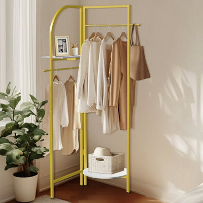 Fativo  175Cm H Metal Corner Coat Rack Stand Hall Trees Clothes Hanging Rail Closet Garment Rack - image 1