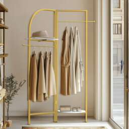 Fativo  175Cm H Metal Corner Coat Rack Stand Hall Trees Clothes Hanging Rail Closet Garment Rack - thumbnail 6