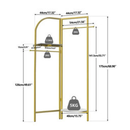 Fativo  175Cm H Metal Corner Coat Rack Stand Hall Trees Clothes Hanging Rail Closet Garment Rack - thumbnail 2