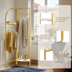 Fativo  175Cm H Metal Corner Coat Rack Stand Hall Trees Clothes Hanging Rail Closet Garment Rack - thumbnail 5