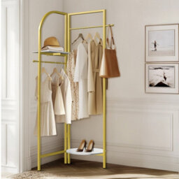 Fativo  175Cm H Metal Corner Coat Rack Stand Hall Trees Clothes Hanging Rail Closet Garment Rack - thumbnail 9