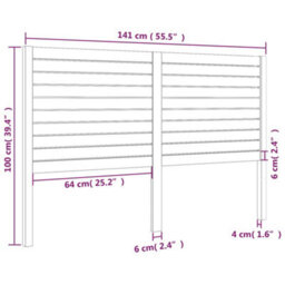 Berkfield Bed Headboard 141X4X100 Cm Solid Wood Pine - thumbnail 6