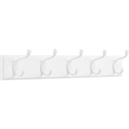 Songmics Wall-Mounted Coat Rack, Hook Rack, 5 Double Metal Hooks, For Coats, Bags, Keys, Cloud White - thumbnail 6