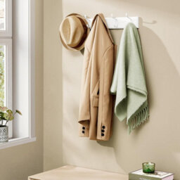 Wall-Mounted Coat Rack, Hook Rack, 5 Double Metal Hooks, For Coats, Bags, Keys, Cloud White