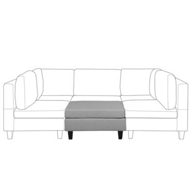 Beliani Square Ottoman Footstool Light Grey Fabric With Oak Legs, 76 X 76 X 39 Cm - image 1