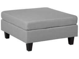 Beliani Square Ottoman Footstool Light Grey Fabric With Oak Legs, 76 X 76 X 39 Cm - thumbnail 3