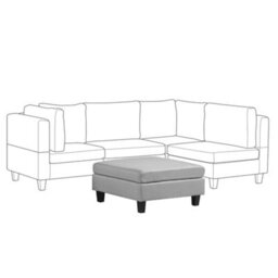 Beliani Square Ottoman Footstool Light Grey Fabric With Oak Legs, 76 X 76 X 39 Cm - thumbnail 4