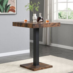 Furniture in Fashion Topaz Wooden Bar Table Square In Rustic Oak - thumbnail 1