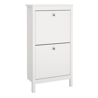 Furniture To Go Madrid Shoe Cabinet 2 Flap Door White - image 1