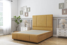 "Comfort Arya Mustard Plush Divan Bed Set 2 Drawers Right Side - 26"" Strutted & 12"" Footboard 3' Single" - thumbnail 3
