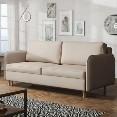 Gaja 209Cm Modern Sofa Bed With Storage Dl Mechanism Comfortable Fold Out Couch With Durable Hydrophobic Fabric Cream - image 1