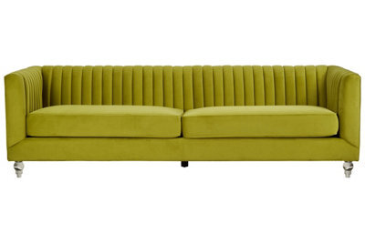Orsina Modern Design 3 Seat Green Velvet Sofa, Moss Velvet Upholstered Mid Century Sofa, Luxurious 3 Seater Couch - image 1