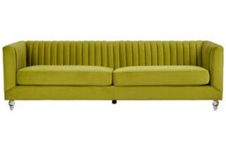 Orsina Modern Design 3 Seat Green Velvet Sofa, Moss Velvet Upholstered Mid Century Sofa, Luxurious 3 Seater Couch - thumbnail 1