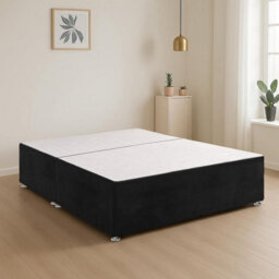 Black Plush Fabric 4Ft6 Double Bed Base With 2 Spacious Drawers - thumbnail 3