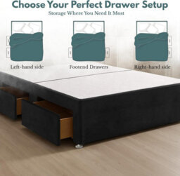 Black Plush Fabric 4Ft6 Double Bed Base With 2 Spacious Drawers - thumbnail 2