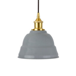 French Grey Lincoln Painted Dome Pendant Light With Polished Brass Lamp Holder And Black Round Cable - Se Home - thumbnail 1