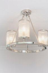 Anson Lighting Tampa 3Lt Semi Flush Light Finished In Bright Nickel Plate And Ribbed Bubble Glass - thumbnail 3