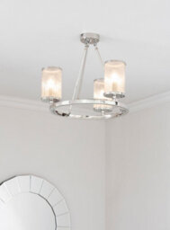 Anson Lighting Tampa 3Lt Semi Flush Light Finished In Bright Nickel Plate And Ribbed Bubble Glass - thumbnail 4