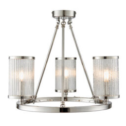 Anson Lighting Tampa 3Lt Semi Flush Light Finished In Bright Nickel Plate And Ribbed Bubble Glass - thumbnail 1