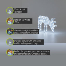 Pegdev - Pdl - 60Cm Acrylic Led Deer Christmas Decoration Outdoor Reindeer With 60 White Lights And 5M Cable Garden Ornament - thumbnail 2
