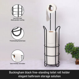 Buckingham Floor Standing Toilet Roll Holder - Black - thumbnail 3