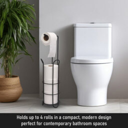Buckingham Floor Standing Toilet Roll Holder - Black - thumbnail 6