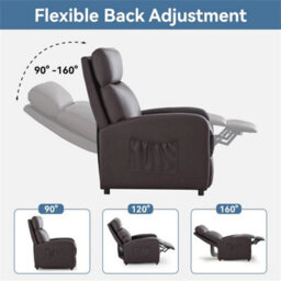 Brown-Pu Leather Push Back Recliner Chai - thumbnail 5