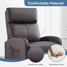 Brown-Pu Leather Push Back Recliner Chai - thumbnail 6