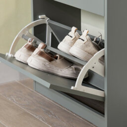 Sobuy Shoe Cabinet With 3 Flip Drawers Storage 8 Pairs With Seat Cushion Fsr94-Hg - Gray - thumbnail 5