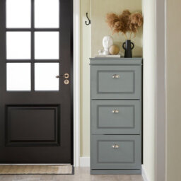Sobuy Shoe Cabinet With 3 Flip Drawers Storage 8 Pairs With Seat Cushion Fsr94-Hg - Gray - thumbnail 2