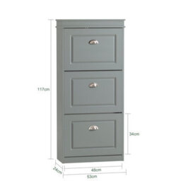Sobuy Shoe Cabinet With 3 Flip Drawers Storage 8 Pairs With Seat Cushion Fsr94-Hg - Gray - thumbnail 3