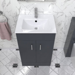 Nes Home Nanuya 500mm Floor Standing Anthracite Stylish Slim Basin Vanity Unit - thumbnail 3
