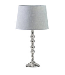 Lighting Supermarket Bergen Slimline Silver Chrome Candlestick Table Lamp With Grey Linen Shade - thumbnail 1