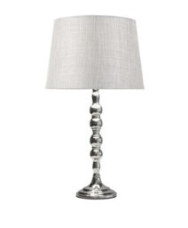 Lighting Supermarket Bergen Slimline Silver Chrome Candlestick Table Lamp With Grey Linen Shade - thumbnail 2
