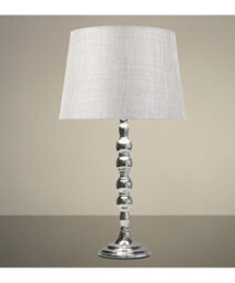 Lighting Supermarket Bergen Slimline Silver Chrome Candlestick Table Lamp With Grey Linen Shade - thumbnail 3