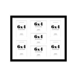 20X16 Inch 7 Opening Photo Collage Frame, Display Seven 6X4 Inch Photos, Multi Aperture Family Picture Frame, Black - thumbnail 2