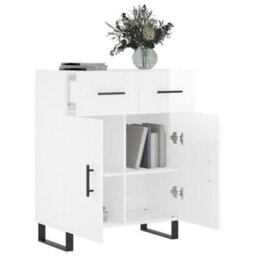 Berkfield Modern Sideboard High Gloss White 69.5X34X90 Cm Engineered Wood - thumbnail 4