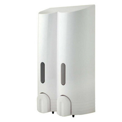 Euroshowers Double Tall Round Liquid Soap Shampoo Gel Dispenser Pump White