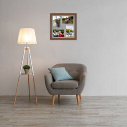 AK Frames 12X12 Walnut Modern Multi Photo Frame With Silver Mount - Holds 4 Apertures (4X) 6X4 Photos - thumbnail 3