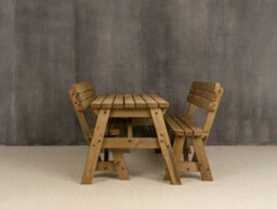 Arbor Garden Solutions Victoria Compact Wooden Picnic Bench And Table Set, Rounded Outdoor Dining Set With Backrest (5Ft, Rustic Brown) - thumbnail 3