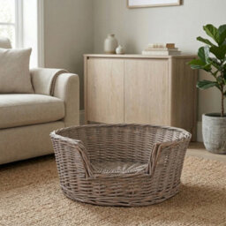 Madison & Mayfair Grey Wicker Finish Cat Bed Basket - thumbnail 2