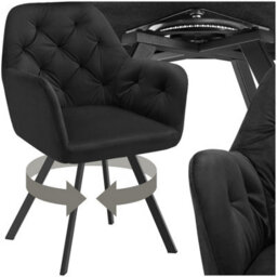 Tectake 1 Armchair Lucia - Padded, Quilted Pattern, 180 Degree Swivel Chair  - Black