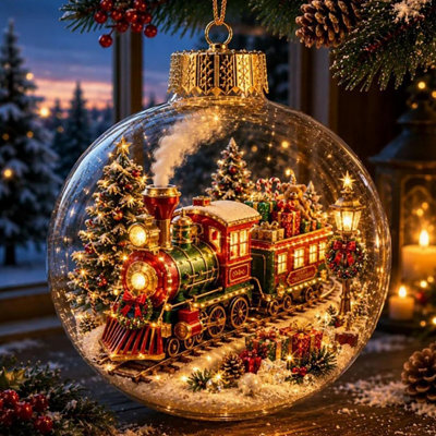 Amorly Led Light Up Christmas Globe Ornament, Clear Hanging Ball Bauble With Inner Scene, Christmas Tree Home Holiday Decoration - image 1