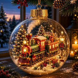 Amorly Led Light Up Christmas Globe Ornament, Clear Hanging Ball Bauble With Inner Scene, Christmas Tree Home Holiday Decoration - thumbnail 1